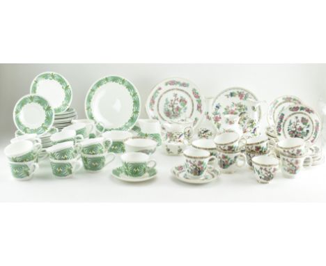 A collection of Royal Tuscan Savannah part tea set, thirteen tea cups, fifteen saucer plates, nineteen 7-inch plates, two 9-i
