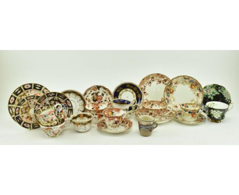 A collection of 19th century Victorian porcelain teacups and saucers, including trios. The lot to include a Royal Albert bone