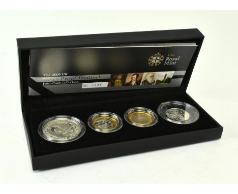 Royal Mint 2009 silver proof Piedfort four-coin collection. Complete with certificate, limited edition no. 1243 of 2500, in l