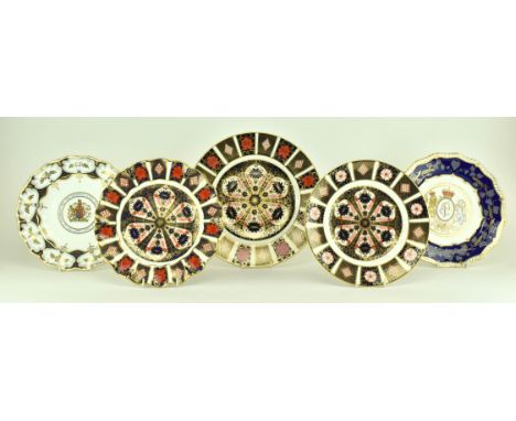 Royal Crown Derby - a collection of five Old Imari pattern china cabinet plates, three boxed. The lot comprising Old Imari 11