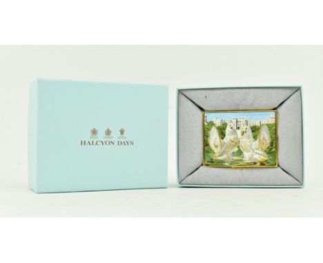 Royal Crown Derby Halcyon Days Enamels - a limited edition Diamond Jubilee Doves Elizabeth and Philip lidded enamel box. The 