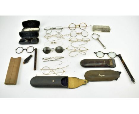 A collection of early - mid 20th century Edwardian and later eyewear, spectacles, lenses and glasses. The lot to include wire
