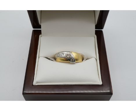 Brillant Ring Gelbgold/Weißgold 750/-, Brillanten ges. ca. 0,54 ct., sehr gute Farbe und Reinheit, Ringgröße 53, 9,3gr.