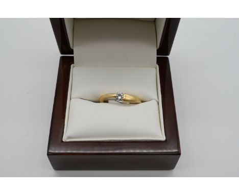 Solitär Brillant Ring Gelbgold 750/-, Brillant ca. 0,30 ct., sehr gute Farbe und Reinheit, Ringgröße 53, 3,8gr.