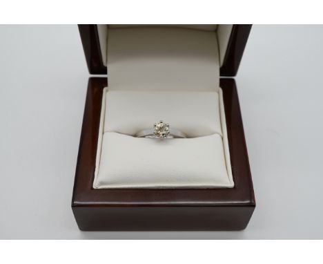 Brillant Solitär Ring Weißgold 750/-, Brillanten ca. 0,45 ct., gute Farbe und Reinheit, Ringgröße 54, 2,8gr.