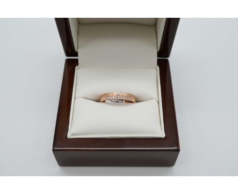 Brillant Ring Rosegold 585/-, Brillanten ges. ca. 0,07 ct., TW/Si, Ringgröße 50, 3,1gr.