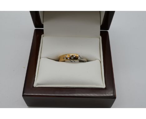 Brillant Ring Gelbgold/Weißgold 750/-, Brillanten ges. ca. 0,15 ct., gute Farbe und Reinheit, Ringgröße 51, 5,3gr.