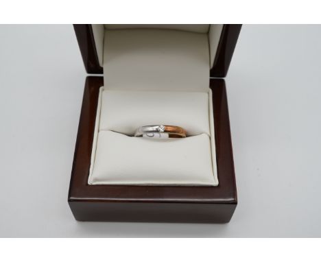 Brillant Ring Weißgold/Gelbgold 585/-, Brillant ca. 0,10 ct., gute Farbe und Reinheit, Ringgröße 54, 3gr.