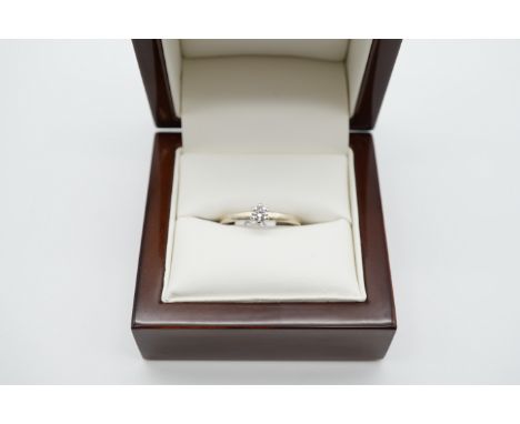 Brillant Ring Weißgold 585/-, Solitär 0,2ct., ca. W/VS, Ringgröße 55, 2,7gr.