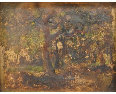 Sándor Brodszky (Hungarian, 1819-1901) Landscape with trees,artist's stamp verso, mixed media on paper, 9cm x 12cm Sándor Bro