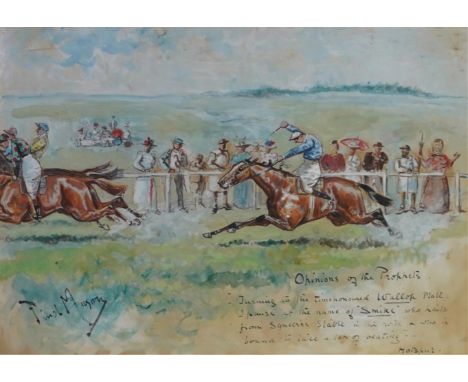 George Finch Mason (1850-1915) 'Opinions of the Prophets' horse racing scene, signed lower left, titled and inscribed lower r