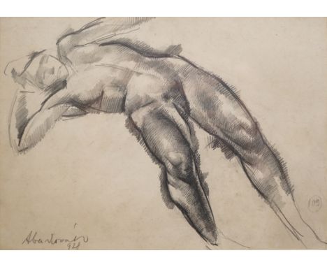 Vilmos Aba-Novák (Hungarian, 1894-1941) Nude study, 1928, signed and dated lower left, pencil on paper, 20cm x 27.2cm Vilmos 
