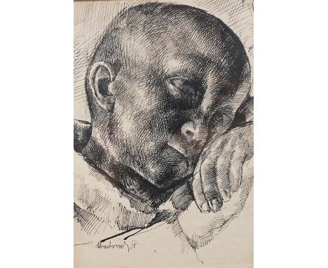 Vilmos Aba-Novák (Hungarian, 1894-1941)Head study ,1925, signed and dated lower left, pen and ink on paper, 22.25cm x 15.5cm 