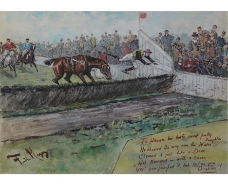 George Finch Mason (1850-1915) A pair of horse racing scenes, each with inscribed verse lower right, signed lower left, water