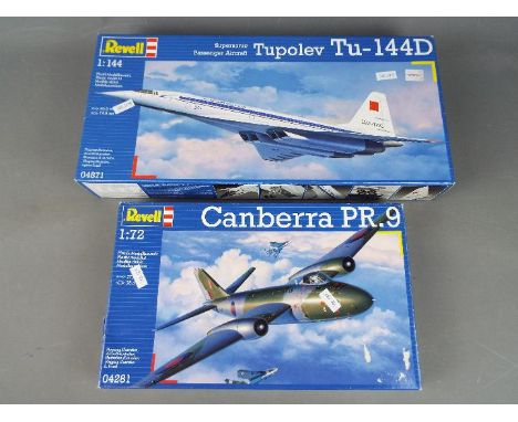 Revell - two Revell all plastic model kits to include a Canberra PR.9 model No. 04281, 1:72 scale and a Supersonic Passenger 