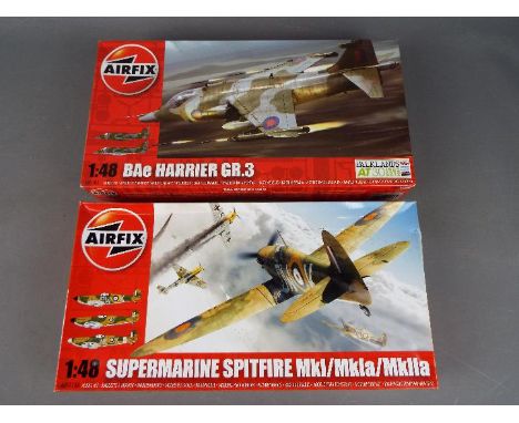 Airfix - two all plastic model kits of a BAe Harrier GR.3 Falklands Anniversary Model, model No. A05102, 1:48 scale and a Sup