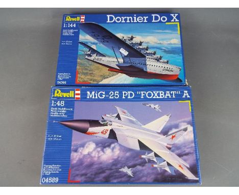 Revell - two all plastic model kits to include a Dornier Do X model No. 04066, 1:144 scale and a MiG-25 PD 'Foxbat' model No.