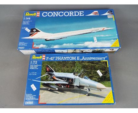 Revell - two Revell all plastic model kits to include F-4F Phantom II 'Anniversary' 1:72 scale model No. 04685 and a Concorde
