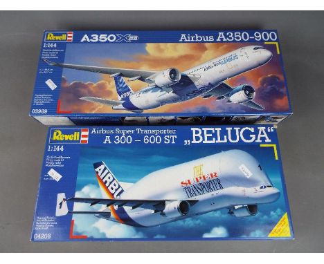 Revell - two all plastic model kits by Revell to include an A350XWB Airbus A350-900 model No. 03989 and an Airbus Supertransp