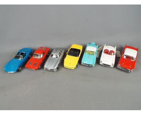 Franklin Mint - seven precision diecast 1:24 scale models comprising 1957 Chevrolet Belair, 1953 Chevrolet Corvette, 1956 For