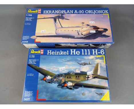 Revell - two all plastic model kits to include Ekranoplan A-90 Orljonok model No. 04609, 1:144 scale, mint in factory sealed 