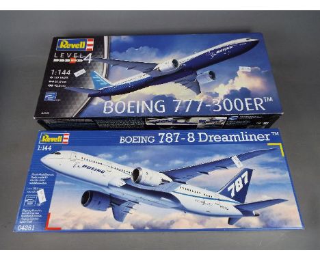 Revell - two Revell all plastic model kits to include a Boeing 787 - 8 Dreamliner model No. 04261 and a Boeing 777 - 300ER mo