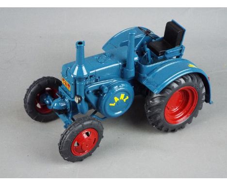 CTF - An unboxed Lanz Bulldog Farm Tractor made by CTF (Collectable Toys Factory - France). This resin model in blue with yel