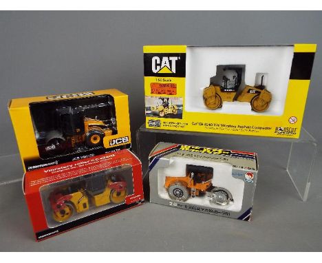 Motorart, Norscot, Shinsei  - Four boxed 1:50 scale diecast construction rollers Lot consists of Motorart JCB VM115D; Motoart