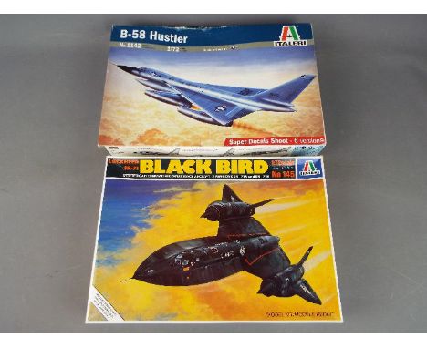 Italeri - two all plastic model kits to include a B-58 Hustler model No. 1142, 1:72 scale in factory sealed transparent packa