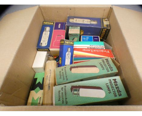 A box of vintage projector bulbs **PLEASE NOTE THIS LOT IS NOT ELIGIBLE FOR POSTING AND PACKING** 