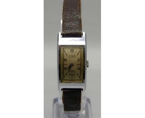 A stainless steel Titus Geneve manual wristwatch, 18mm wide case 