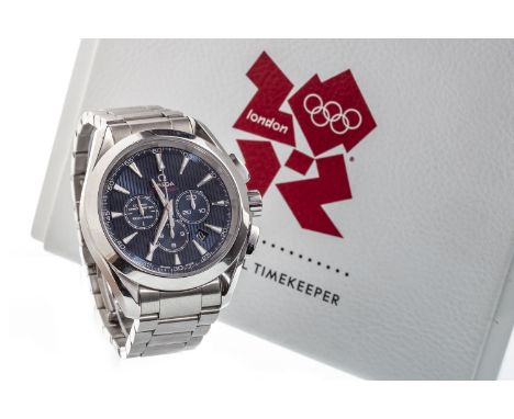 GENTLEMAN'S OMEGA SEAMASTER STAINLESS STEEL AUTOMATIC WRIST WATCH FOR THE 2012 OLYMPICS, the round blue machined dial with ap