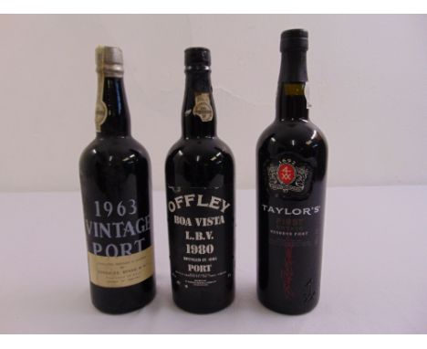 Gonzalez Byass &amp; Co 1963 vintage port, Offley Boa Vista LBV 1980 vintage port and Taylors first estate vintage port