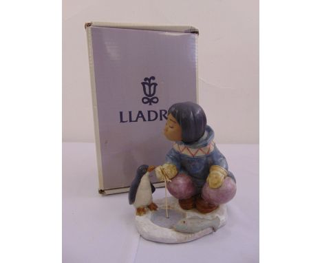 Lladro Eskimo girl with penguin 12259 in original fitted packaging