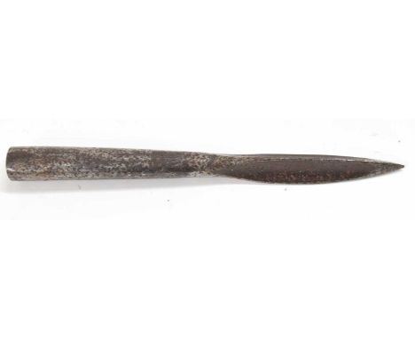 Late 19th century, possibly early 20th century, metal triangular bladed lance's spearhead (a/f - surface rust and heavy pitti
