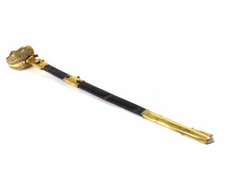 British 19th century 1827 pattern Naval Officer's sword and scabbard, made by Manton &amp; Co, England, features lion head to