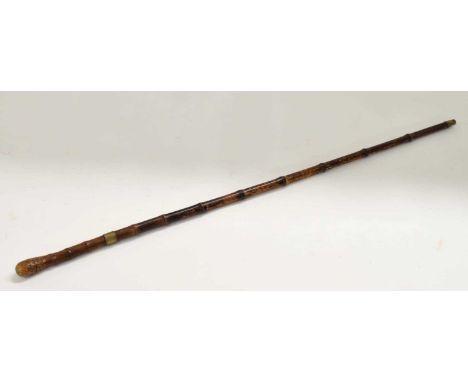 Late 19th century bamboo sword stick, blade 31cm long, overall length 90cm