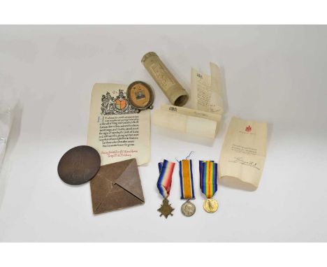 First World War British casualty trio medal group comprising 1914-15 Star, 1914-18 War medal and 1914-19 Victory medal.  Impr