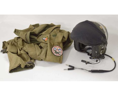 RAF 20th/21st century Mk III C pilot flying helmet, ball dome, together with flight suit, overalls