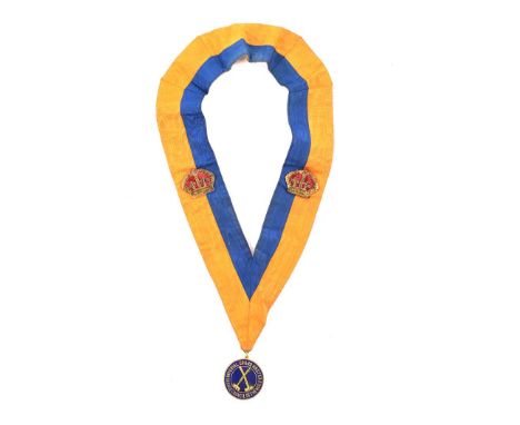 ORANGE ORDER SASH BEARING ENAMEL PENDANT. IMPERIAL GRAND MASTER. PROVENANCE: JOHN MILLER ANDREWS C.H., SECOND PRIME MINISTER 