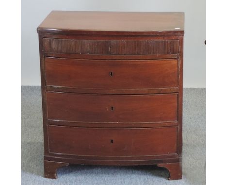 An early 20th century French bow front chest, 70cm