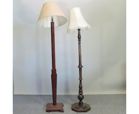 An early 20th century standard lamp, together with another, tallest 185cm