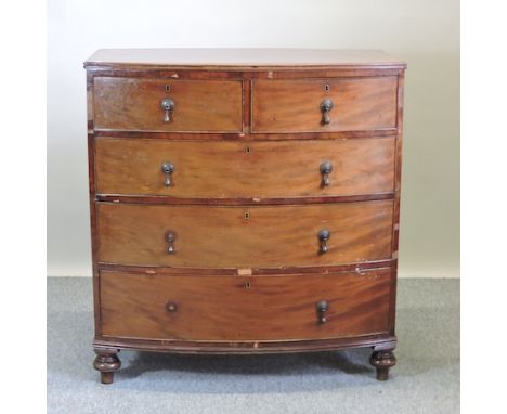 A 19th century mahogany bow front chest of drawers, 101cm