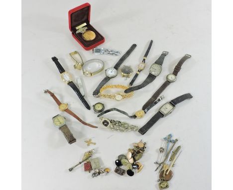 A collection of ladies and gents wristwatches, together with cufflinks, pendants etc.