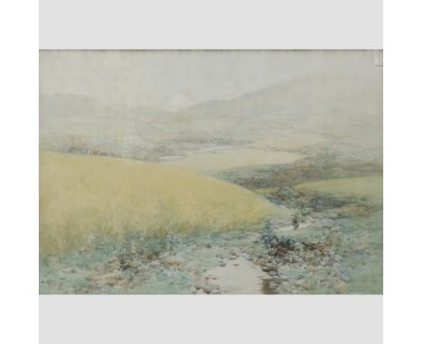 A K B, early 20th century, moorland landscape, signed with monogram, watercolour, 39 x 54cm