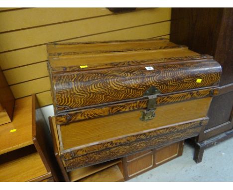 A good vintage metal trunk with sponge effect decorationDimensions 76cms wide 58cms deep 49cms tall