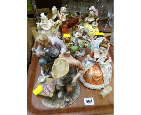 Sundry figurines including an Indian carved figurine, Goebel etc