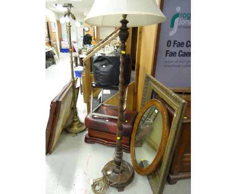 A vintage barley-twist standard lamp & shade E/T