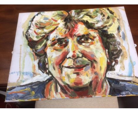 An unframed oil on canvas by PETER KEEGAN - a head &amp; shoulders portrait of a female entitled 'Maureen', dated 2007