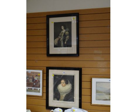 A pair of framed signed mezzotints by ARTHUR HOGG, one entitled 'Portrait of a Dutch Lady'